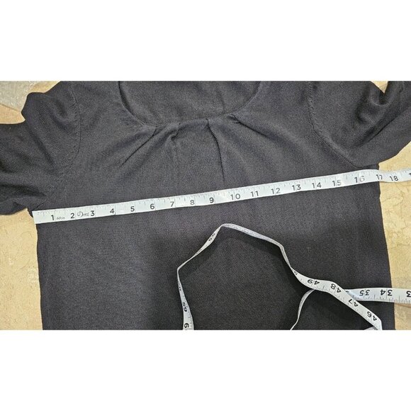 NWT Women's Talbots Sweater Dress Black Merino Wool Blend Pleated Neckline Sz S - Picture 5 of 6